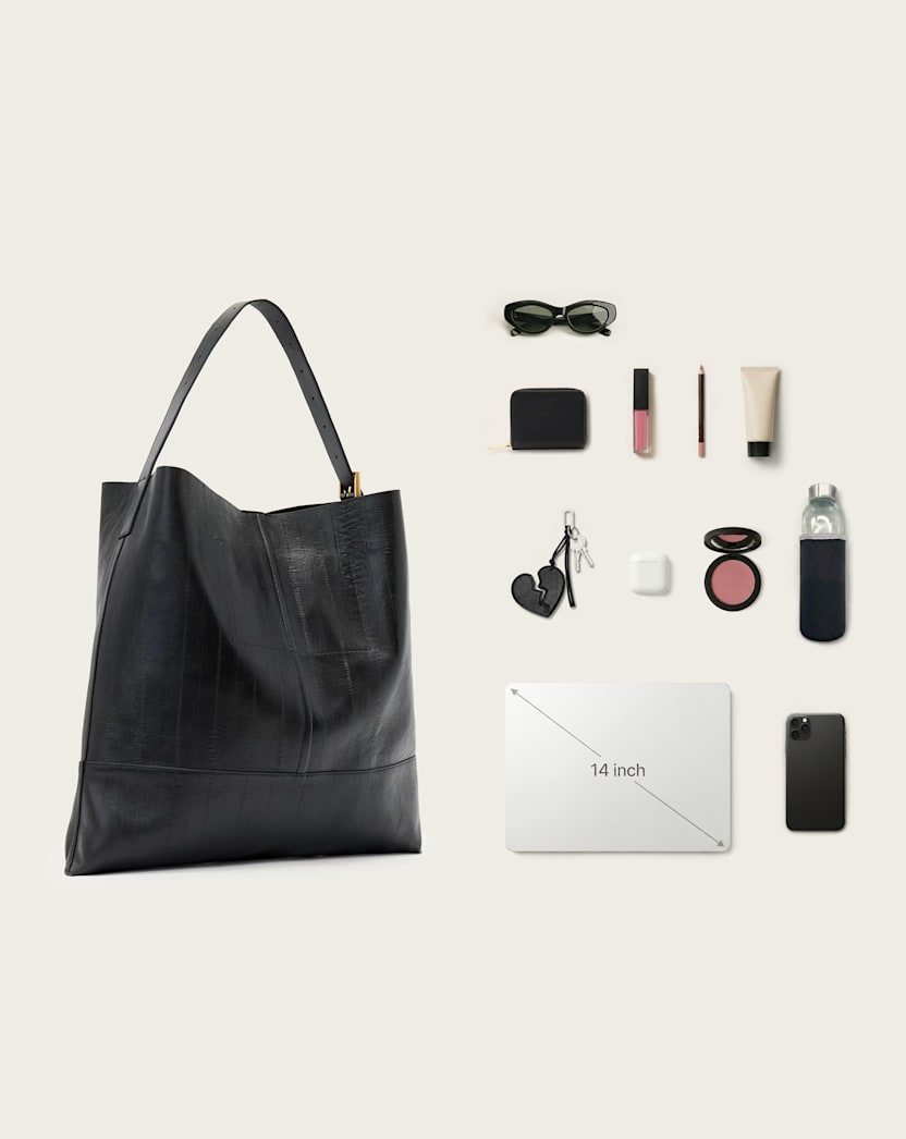 AllSaints Asha Leather Shoulder Bag Women's Black Women's
