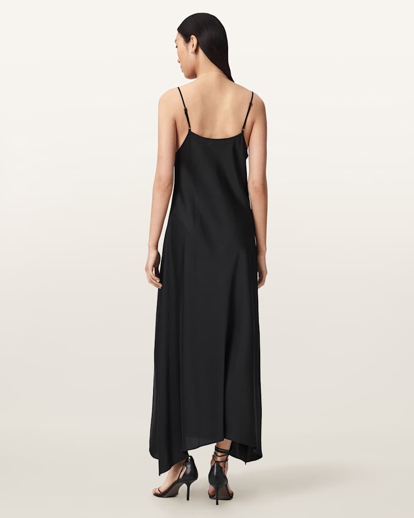 AllSaints Leona V Neck Maxi Slip Dress Women's Pinto Brown Women's