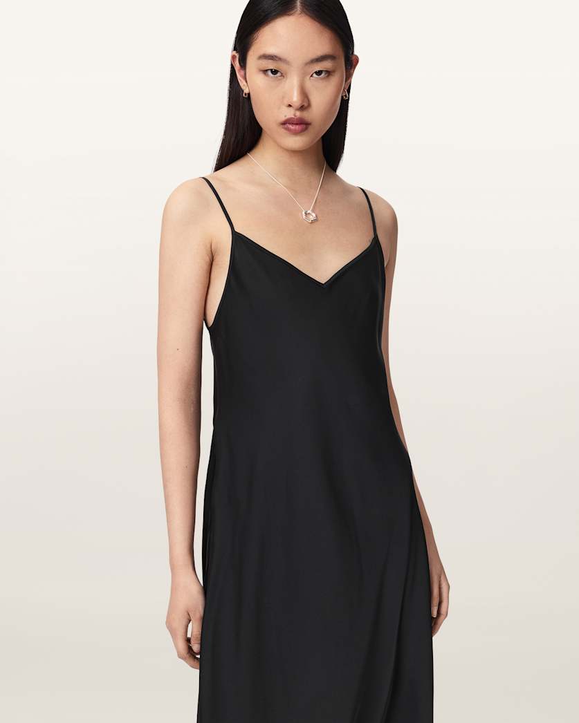 AllSaints Leona V Neck Maxi Slip Dress Women's Pinto Brown Women's
