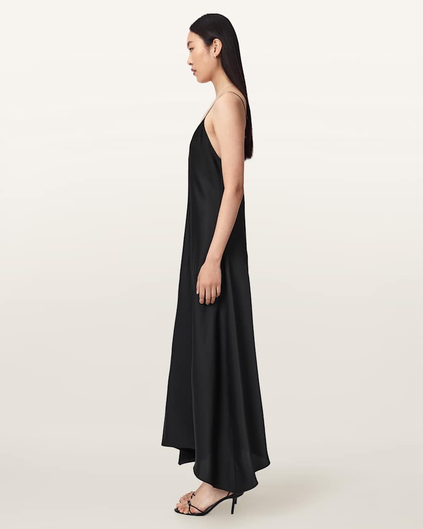 AllSaints Leona V Neck Maxi Slip Dress Women's Pinto Brown Women's
