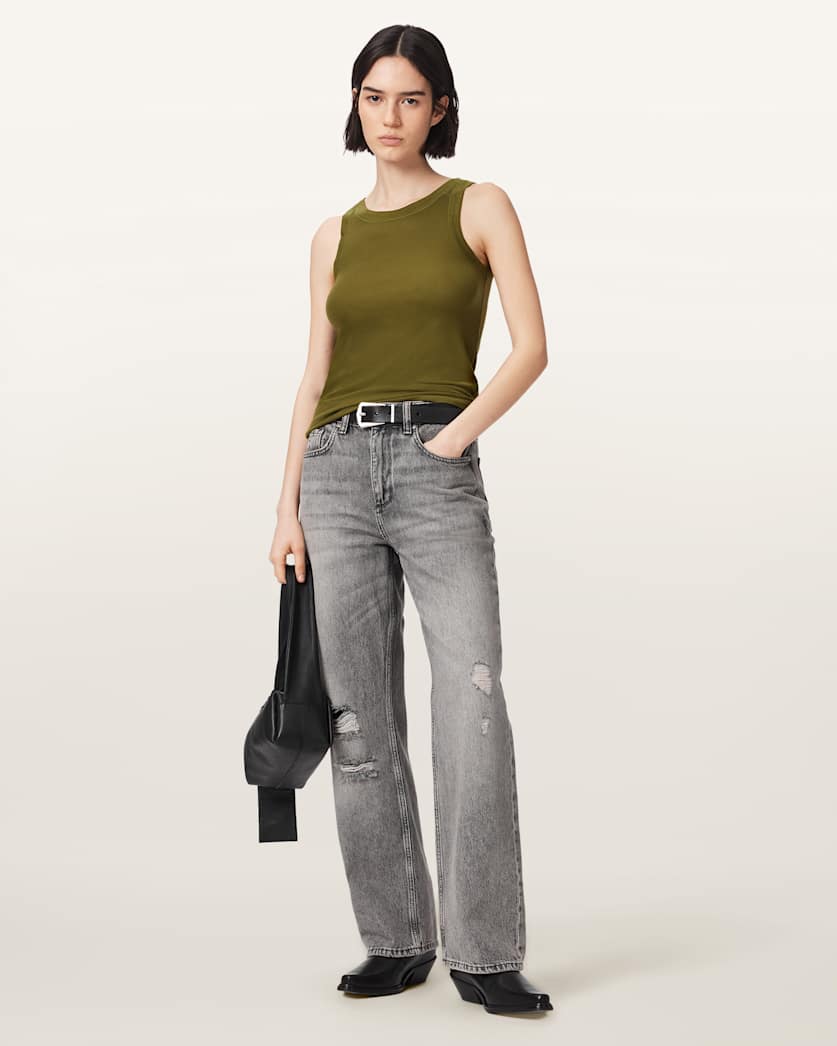 AllSaints Rina Crew Neck Sleeveless Tank Top Women's White Women's