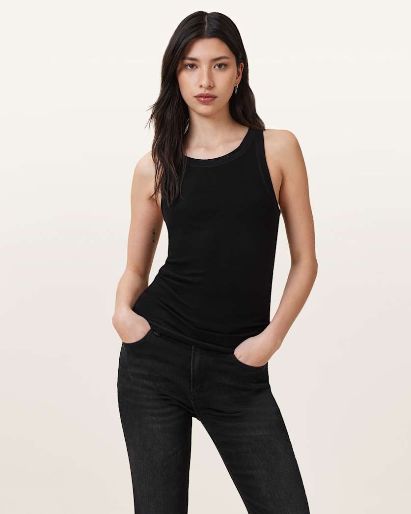 AllSaints Rina Crew Neck Sleeveless Tank Top Women's White Women's