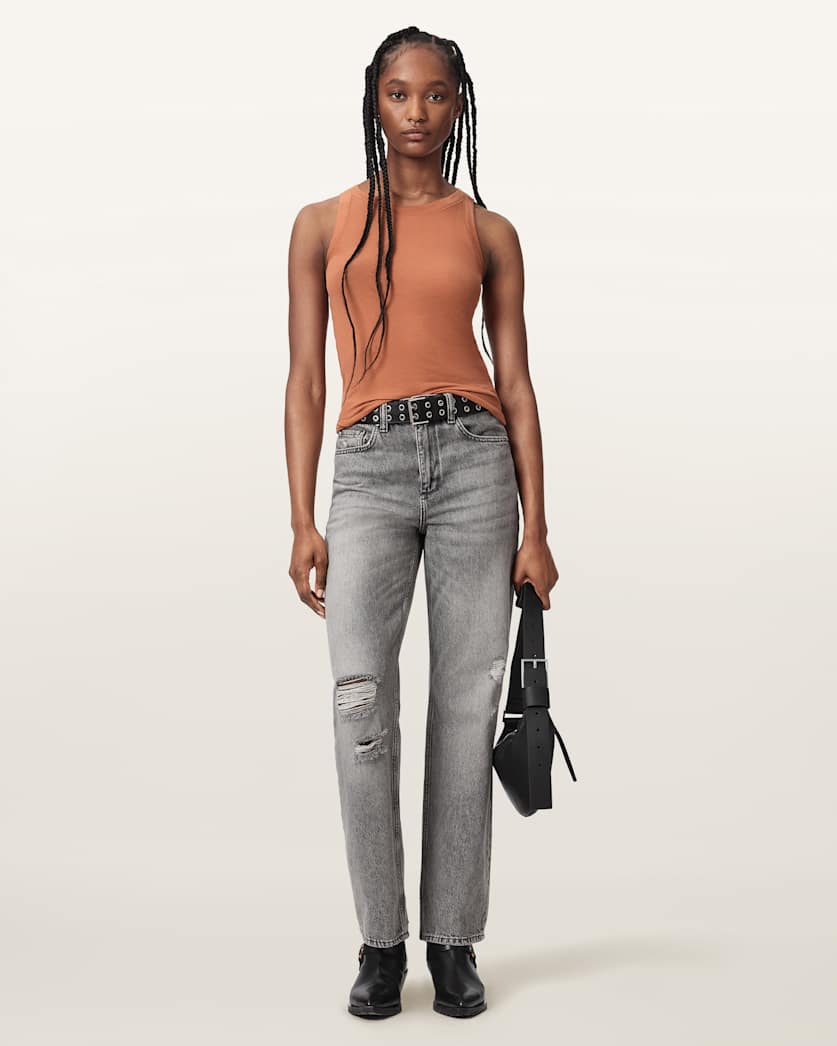AllSaints Rina Crew Neck Sleeveless Tank Top Women's White Women's