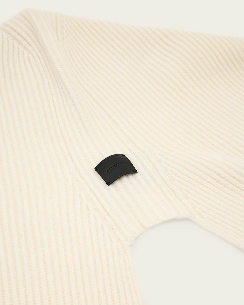 AllSaints Wren Hooded Wool Scarf Women's Antique White Women's