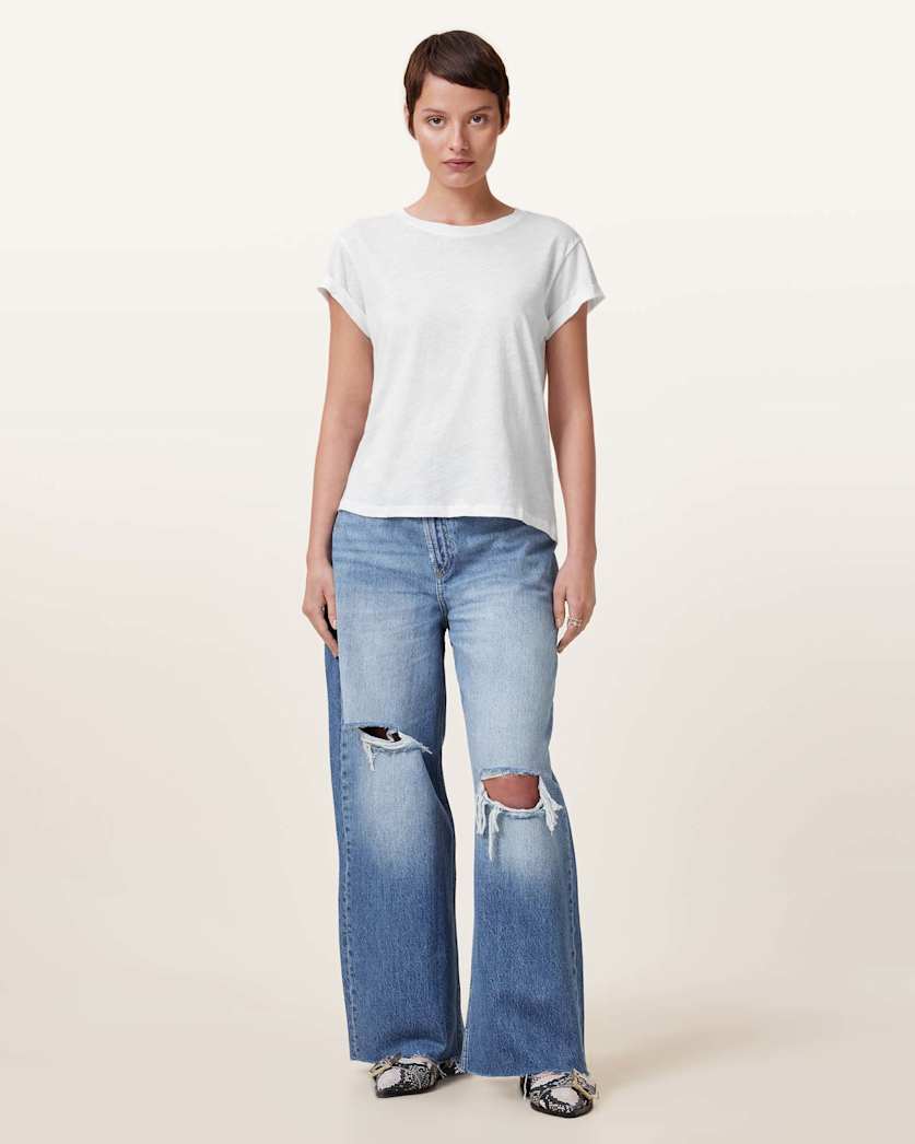 AllSaints Anna Crew Neck Short Sleeve T Shirt Women's Chalk White Women's
