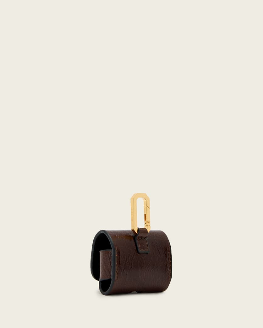 AllSaints Airpod Leather Hex Case Women's Cognac Brown Women's