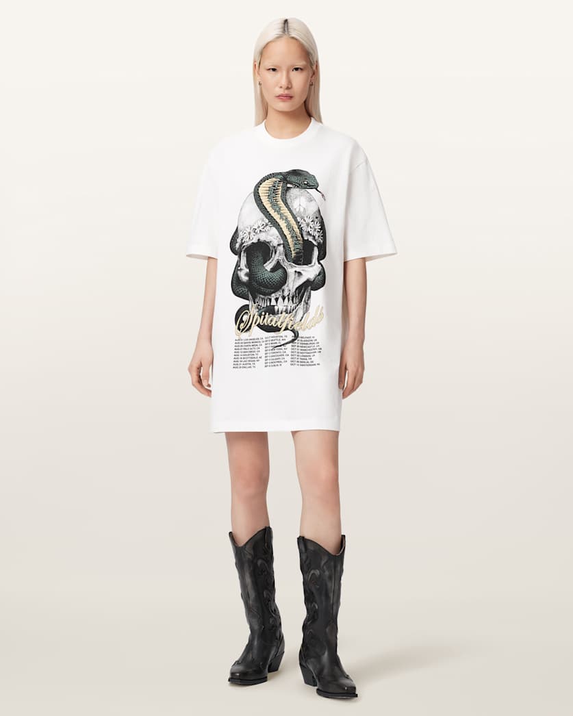 AllSaints Snakehead Mini T Shirt Dress Women's Chalk White Women's