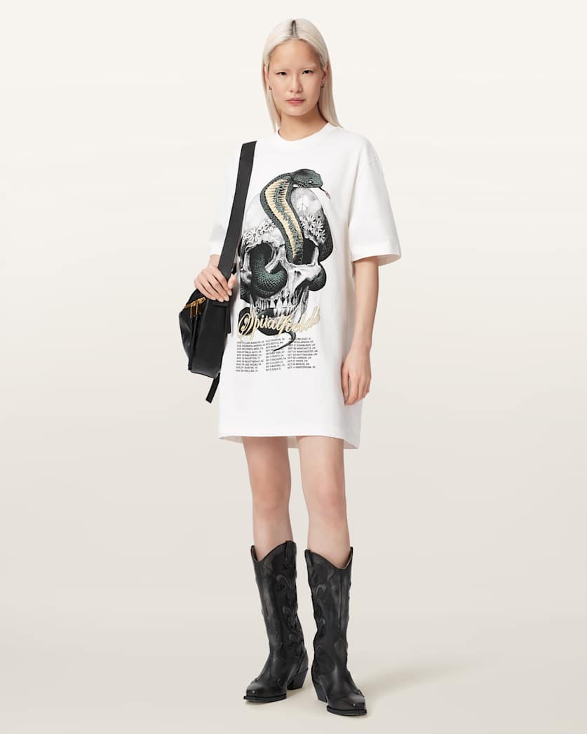 AllSaints Snakehead Mini T Shirt Dress Women's Chalk White Women's