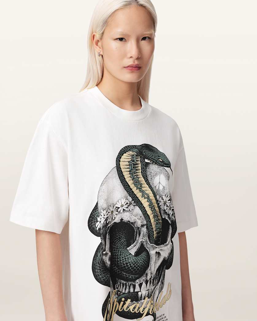 AllSaints Snakehead Mini T Shirt Dress Women's Chalk White Women's