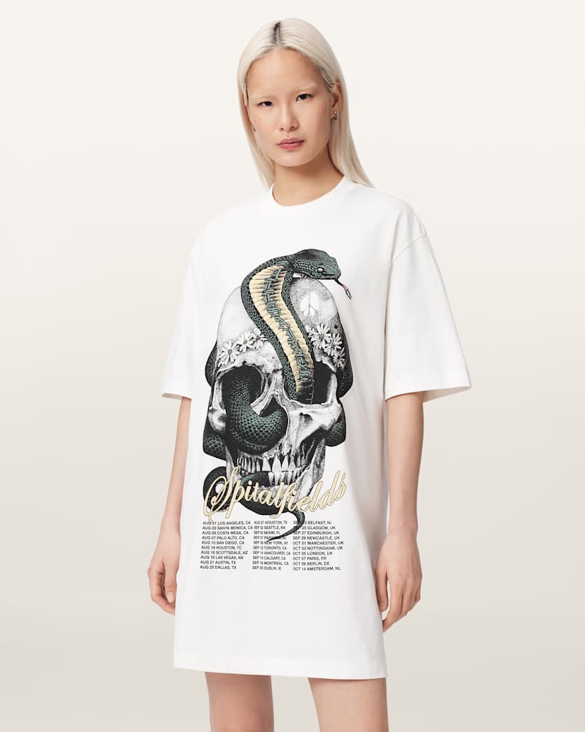 AllSaints Snakehead Mini T Shirt Dress Women's Chalk White Women's