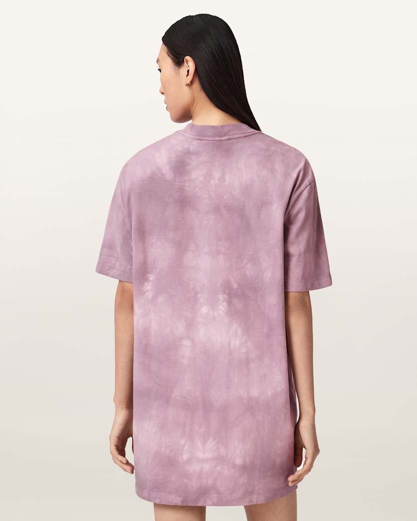 AllSaints Avalon Tie Dye Graphic T Shirt Mini Dress Women's Pink Women's