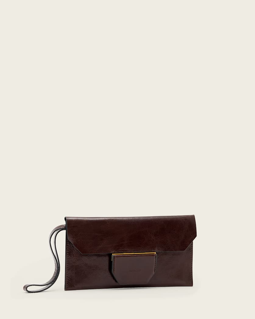AllSaints Ursa Leather Coin Purse Women's Cognac Brown Women's