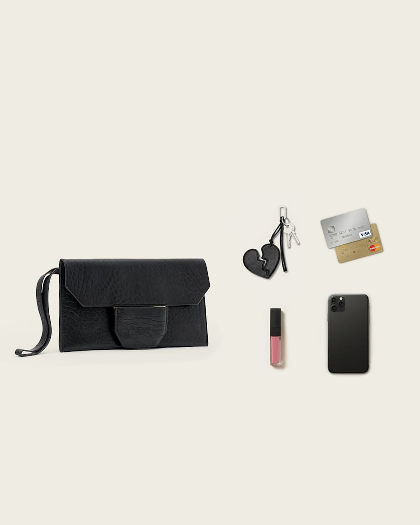 AllSaints Ursa Grain Leather Pouch Women's Black Women's