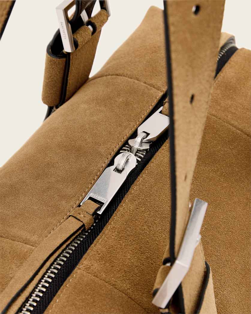 AllSaints Ares Suede Shoulder Bag Women's Biscuit Brown Women's