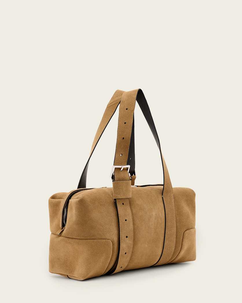 AllSaints Ares Suede Shoulder Bag Women's Biscuit Brown Women's