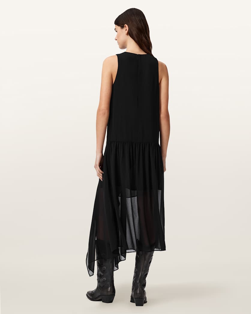 AllSaints Cyra Asymmetric Maxi Dress Women's Black Women's