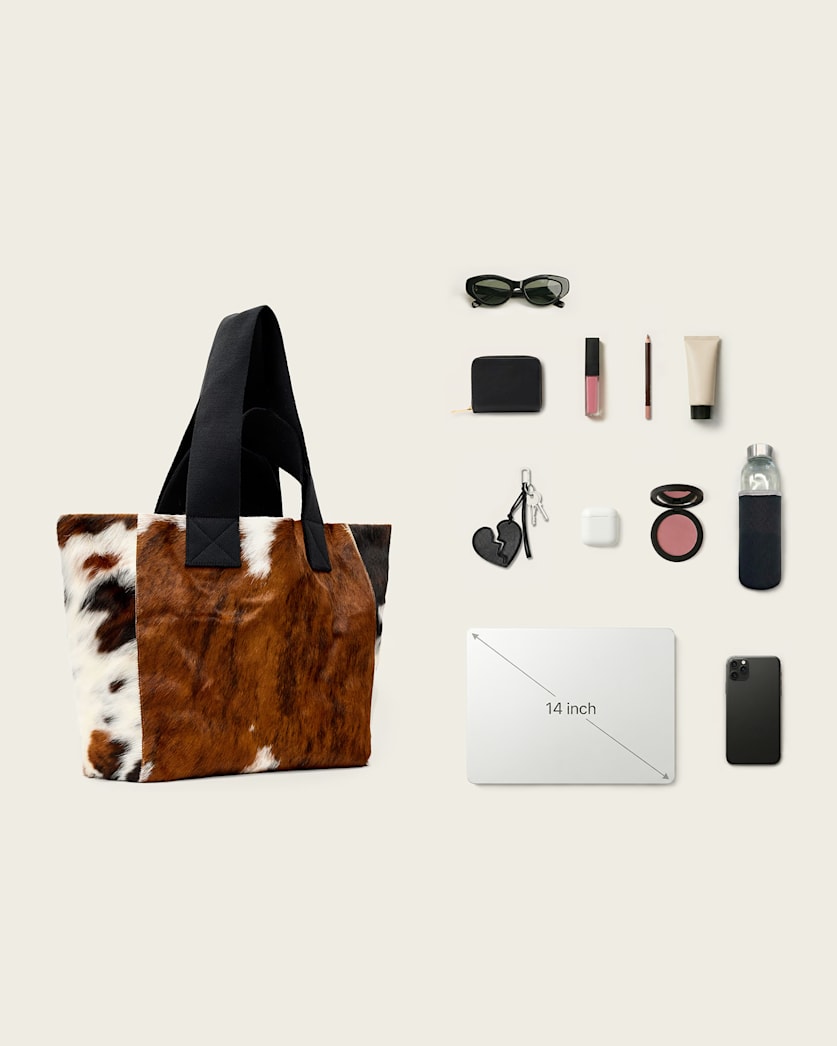 AllSaints Izzy Cow Leather Tote Bag Women's Cow Print Women's