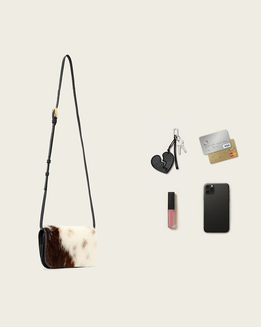 AllSaints Maeve Cow Print Crossbody Bag Women's Cow Print Women's