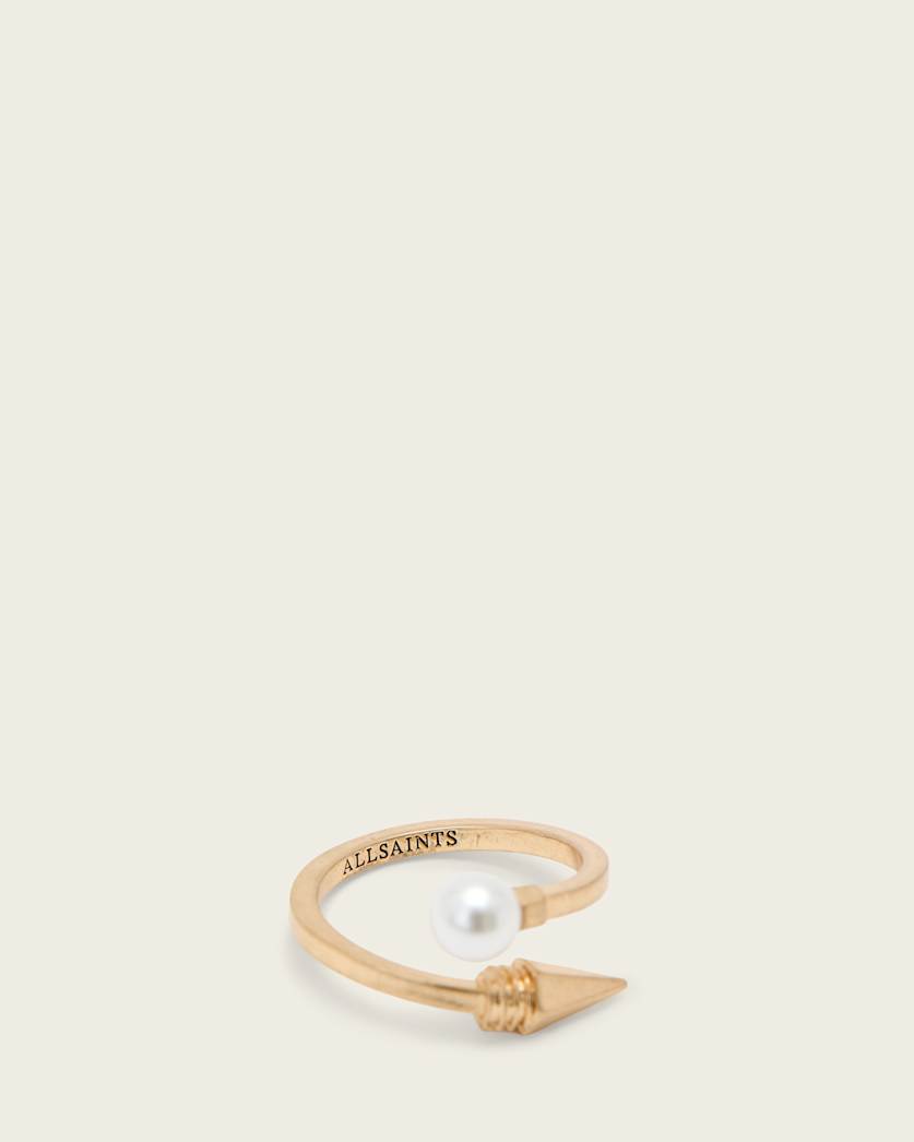 AllSaints Hazel Pearl Ring Women's Warm Brass Women's