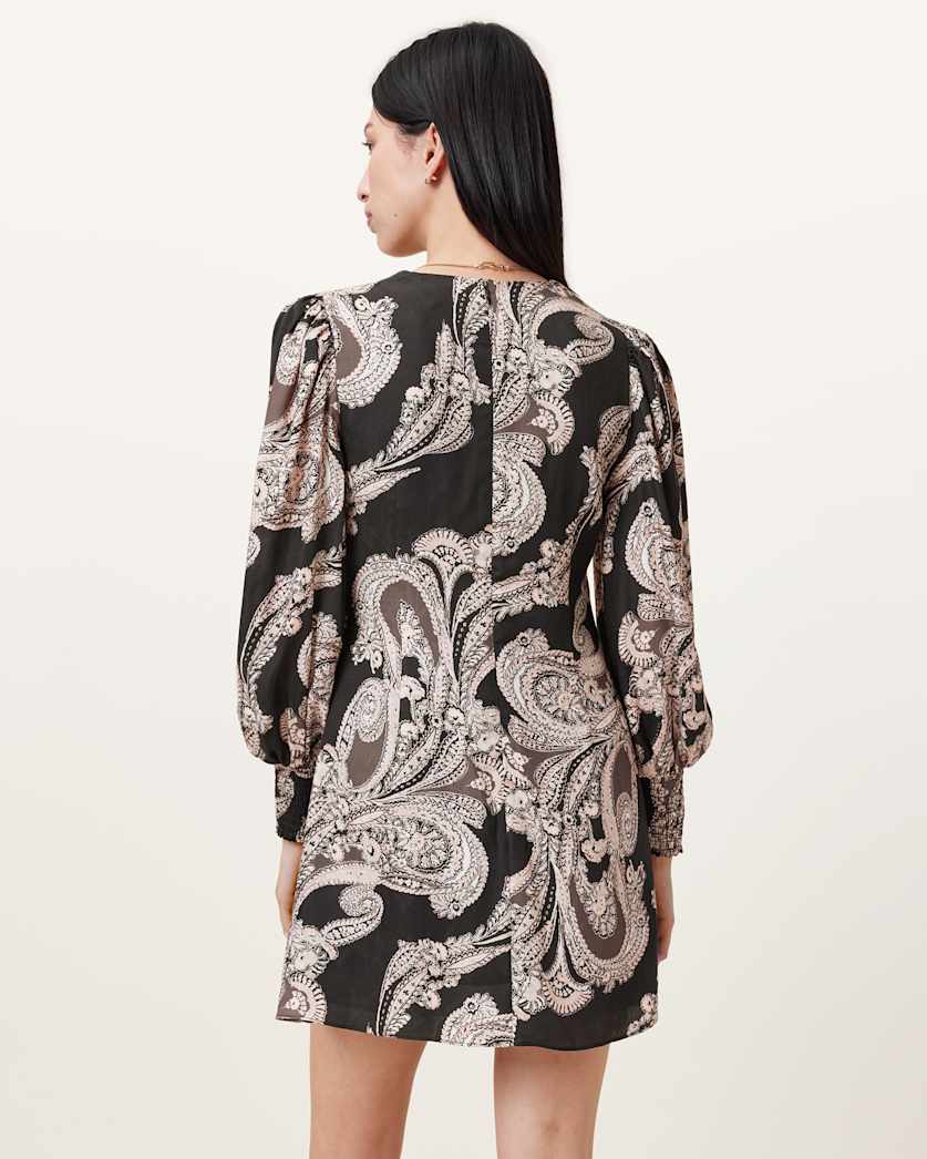 AllSaints Auden Sanibel Print Mini Dress Women's Lita Black Women's