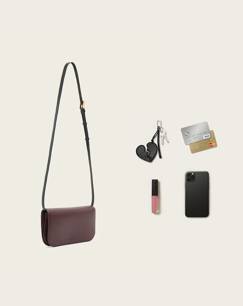 AllSaints Maeve Leather Wallet Crossbody Women's Dark Red Women's