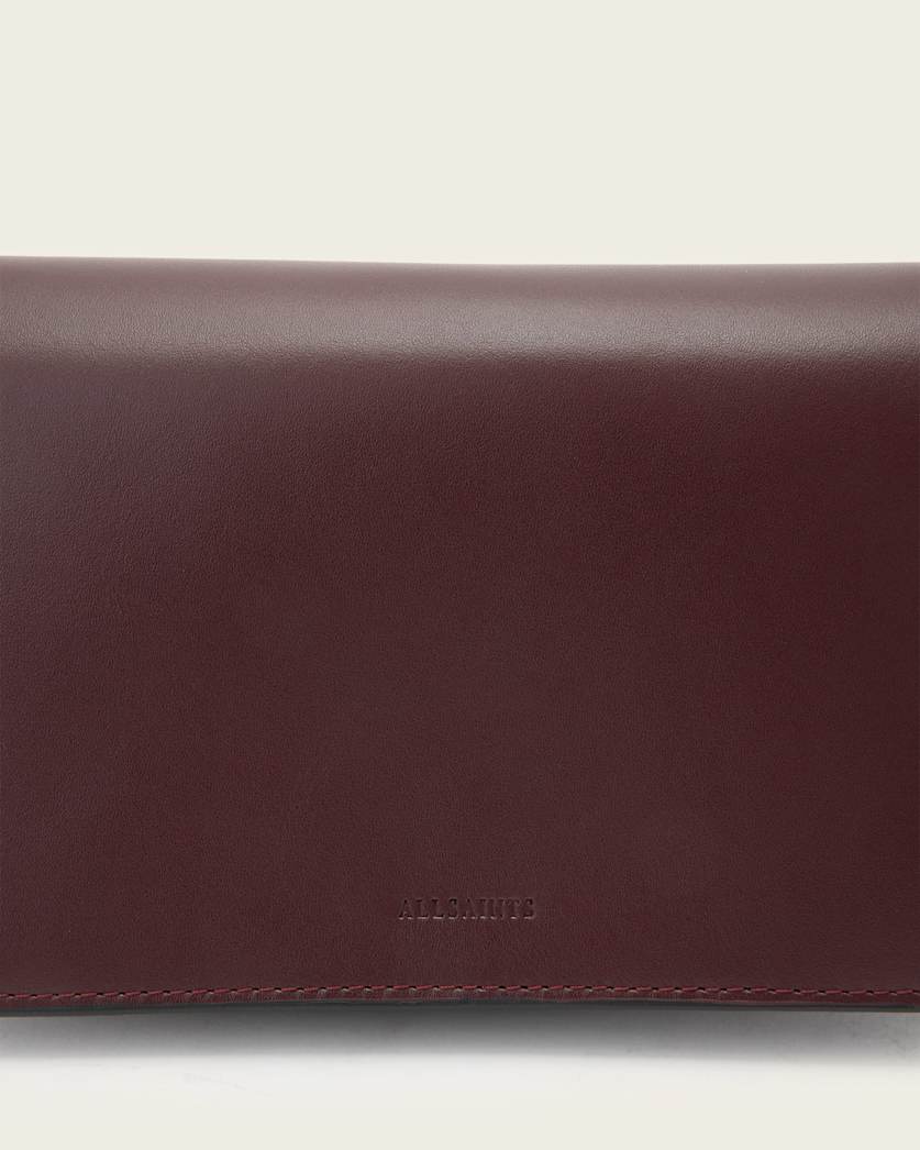 AllSaints Maeve Leather Wallet Crossbody Women's Dark Red Women's