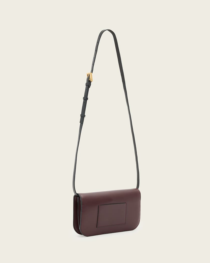 AllSaints Maeve Leather Wallet Crossbody Women's Dark Red Women's