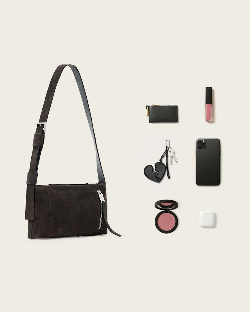 AllSaints Alba Suede Crossbody Bag Women's Bitter Brown Women's