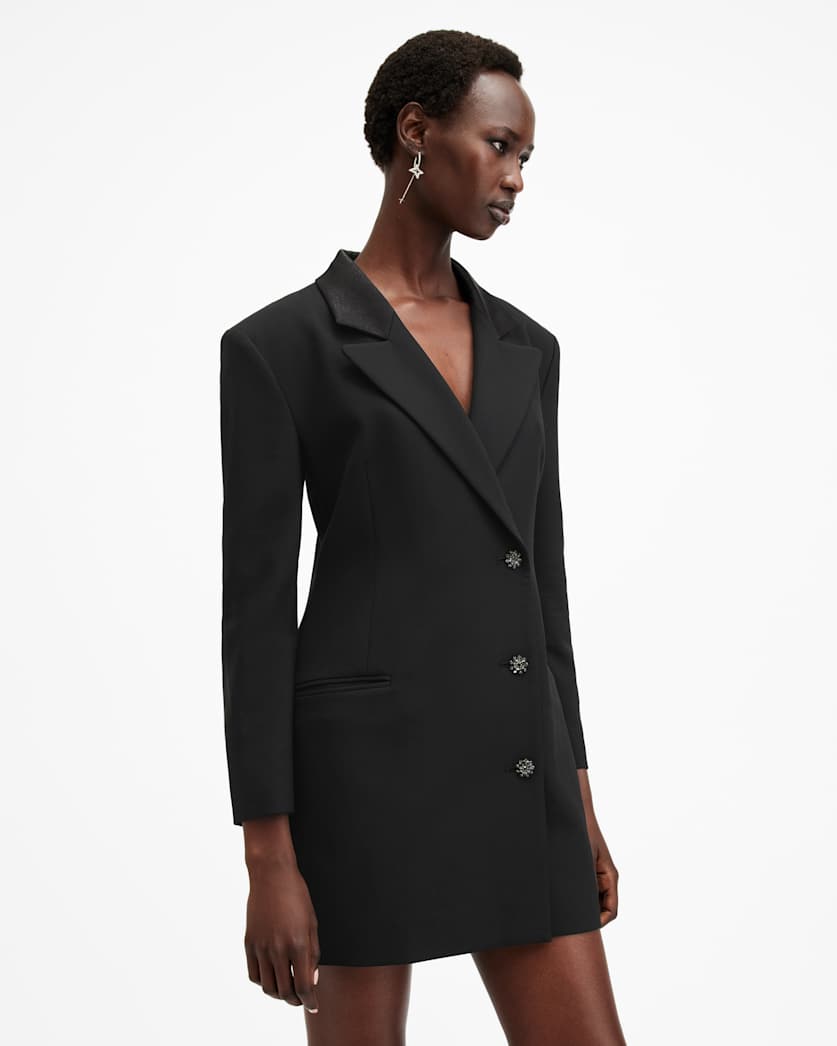 AllSaints Erykah Slim Fit Mini Blazer Dress Women's Black Women's