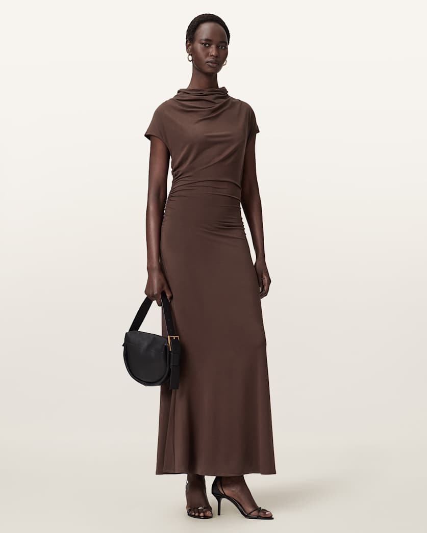AllSaints Selena Bodycon Maxi Dress Women's Bitter Brown Women's