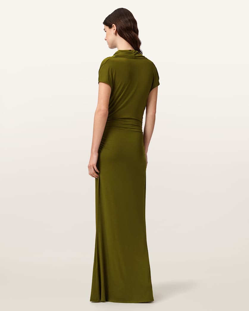 AllSaints Selena Bodycon Maxi Dress Women's Bitter Brown Women's