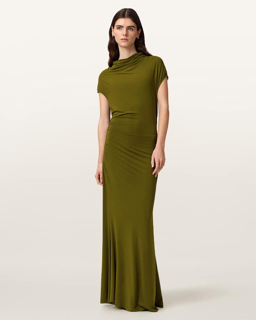 AllSaints Selena Bodycon Maxi Dress Women's Bitter Brown Women's