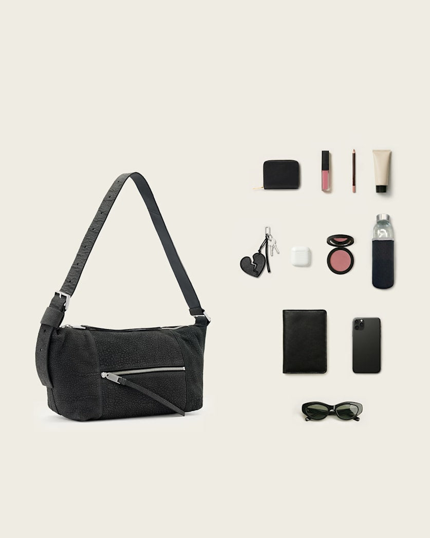 AllSaints Vega Leather Shoulder Bag Women's Meteorite Grey Women's