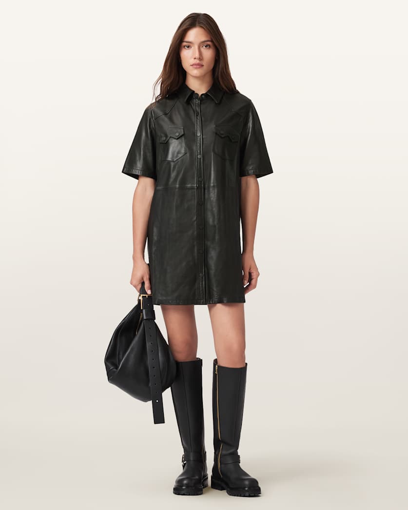 AllSaints Rock Leather Dress Women's Black Women's