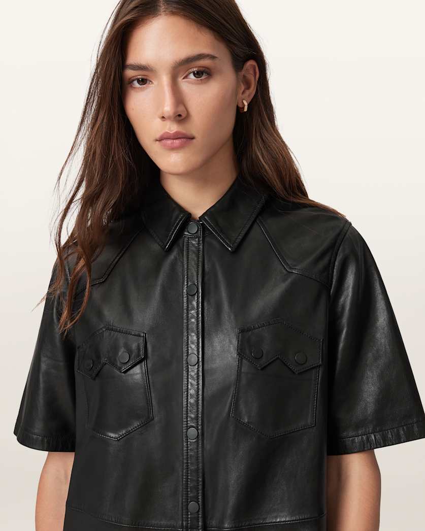 AllSaints Rock Leather Dress Women's Black Women's