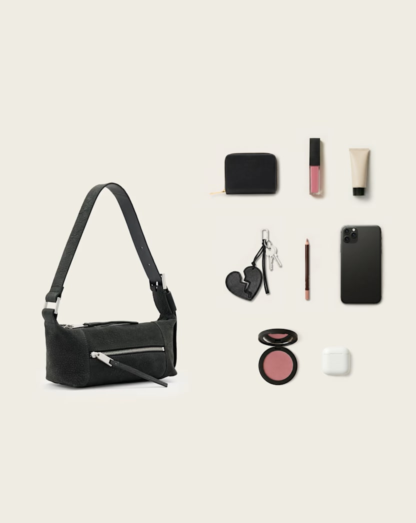 AllSaints Vega Leather Mini Shoulder Bag Women's Meteorite Grey Women's