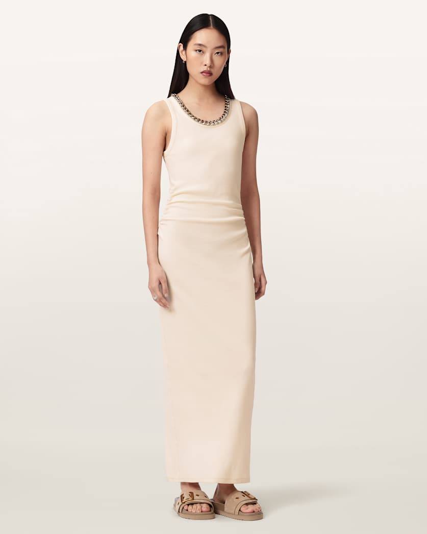 AllSaints Lucy Sleeveless Bodycon Maxi Dress Women's Mallow White Women's