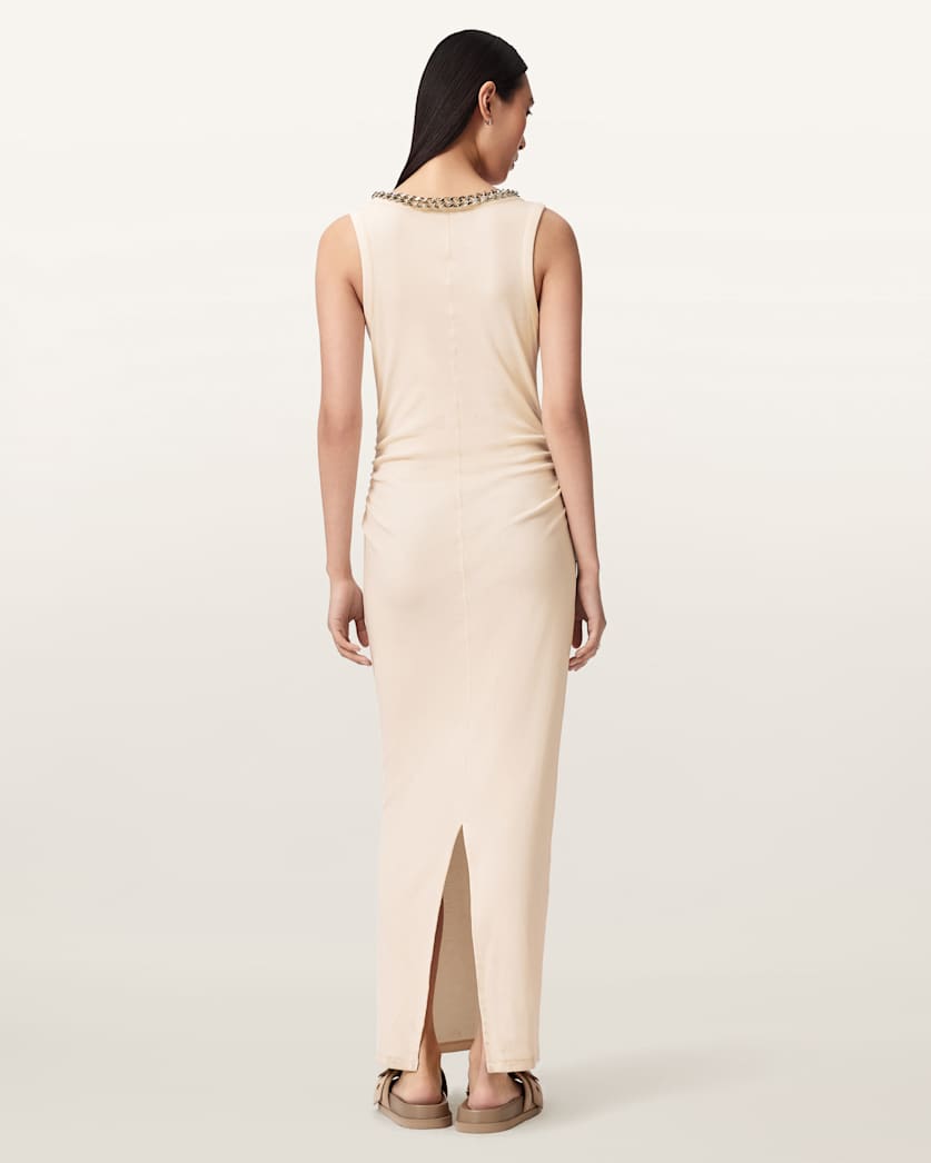 AllSaints Lucy Sleeveless Bodycon Maxi Dress Women's Mallow White Women's