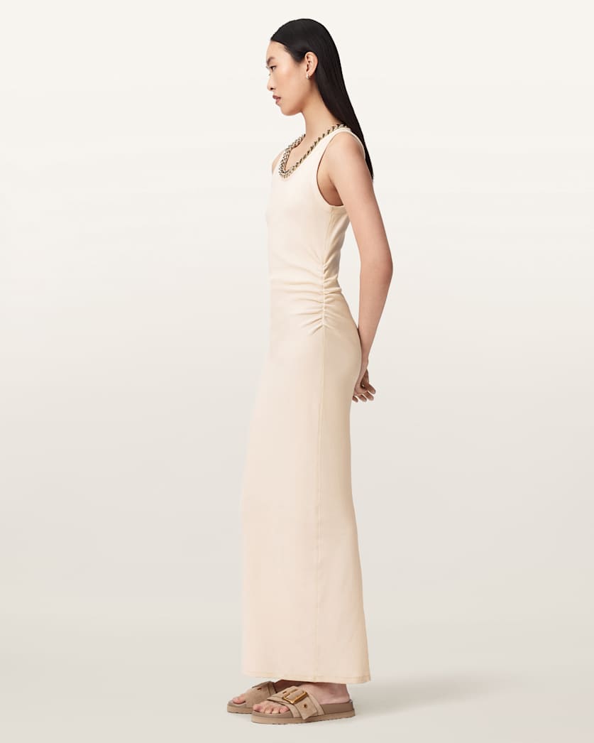 AllSaints Lucy Sleeveless Bodycon Maxi Dress Women's Mallow White Women's