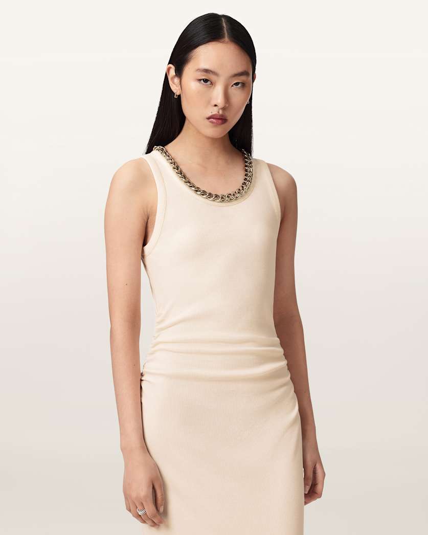 AllSaints Lucy Sleeveless Bodycon Maxi Dress Women's Mallow White Women's