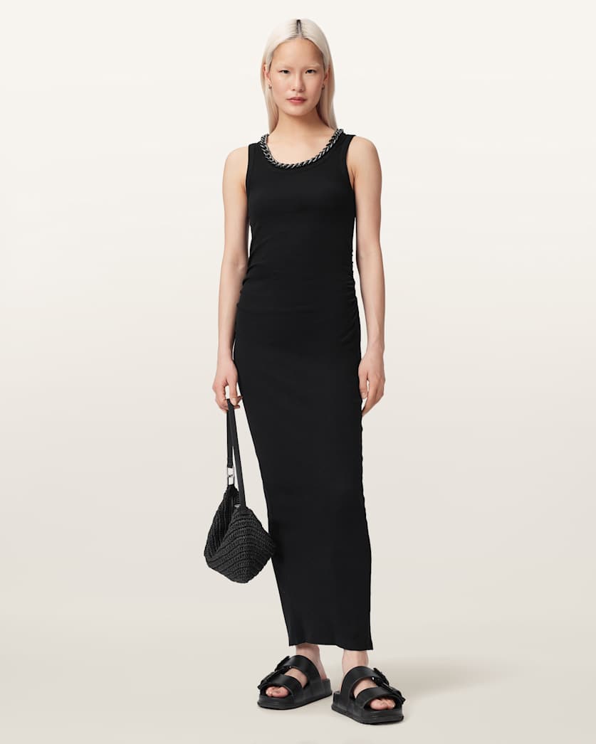 AllSaints Lucy Sleeveless Bodycon Maxi Dress Women's Mallow White Women's