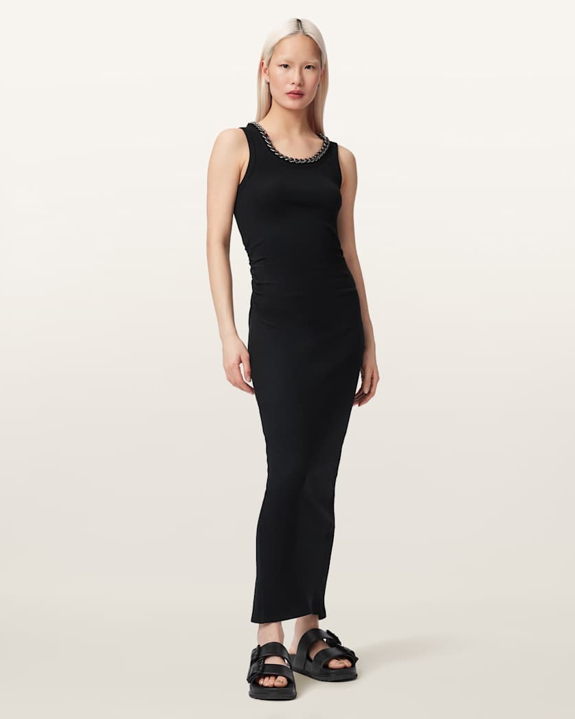 AllSaints Lucy Sleeveless Bodycon Maxi Dress Women's Mallow White Women's