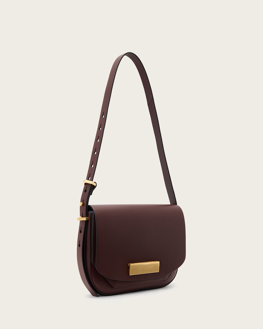 AllSaints Etta Leather Satchel Bag Women's Dark Red Women's