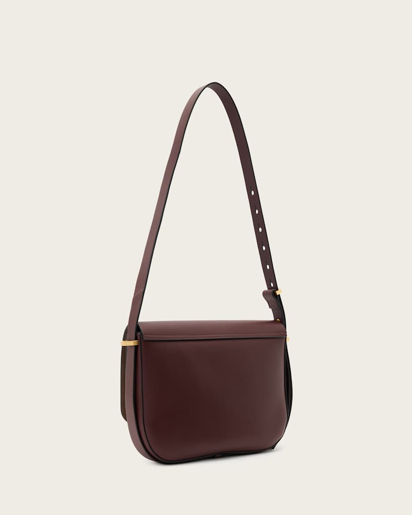AllSaints Etta Leather Satchel Bag Women's Dark Red Women's