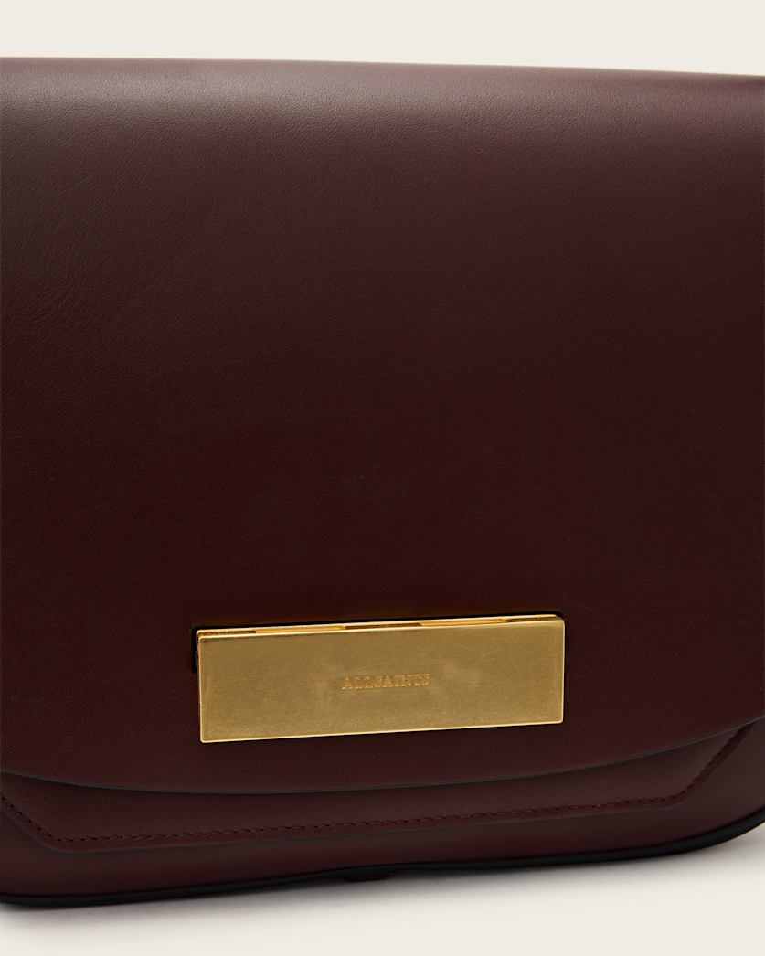 AllSaints Etta Leather Satchel Bag Women's Dark Red Women's