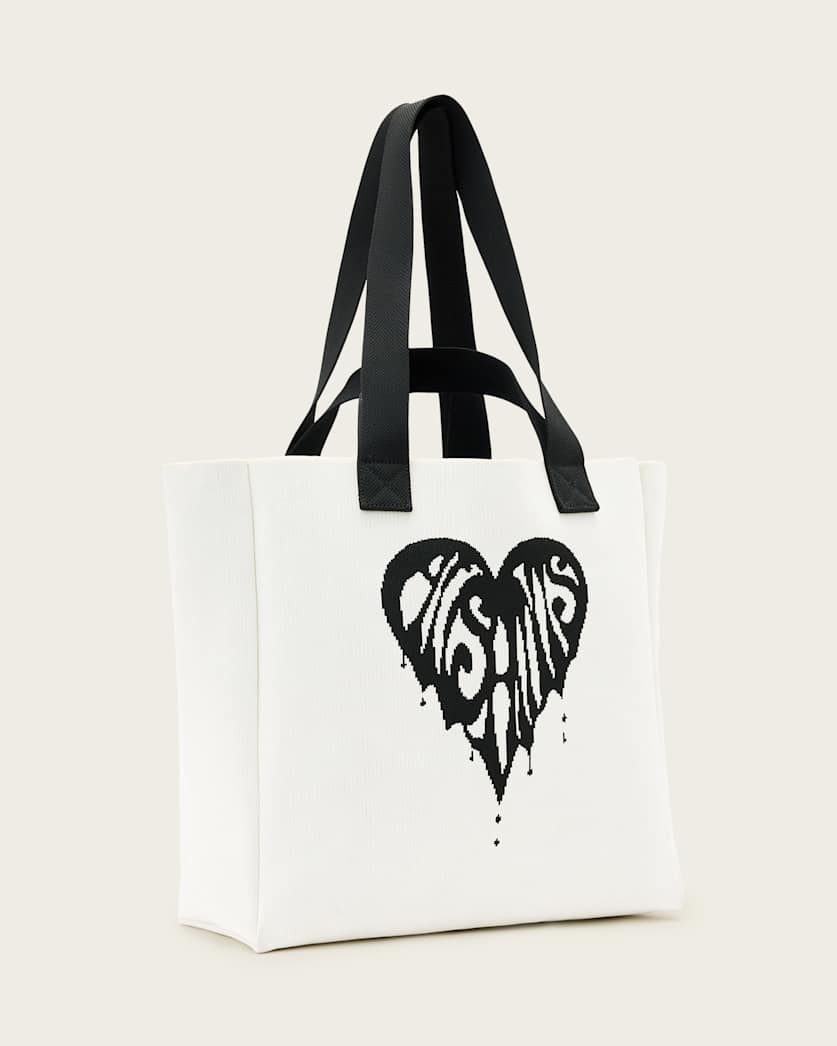 AllSaints Izzy Heart Large Knitted Tote Bag Women's White Women's