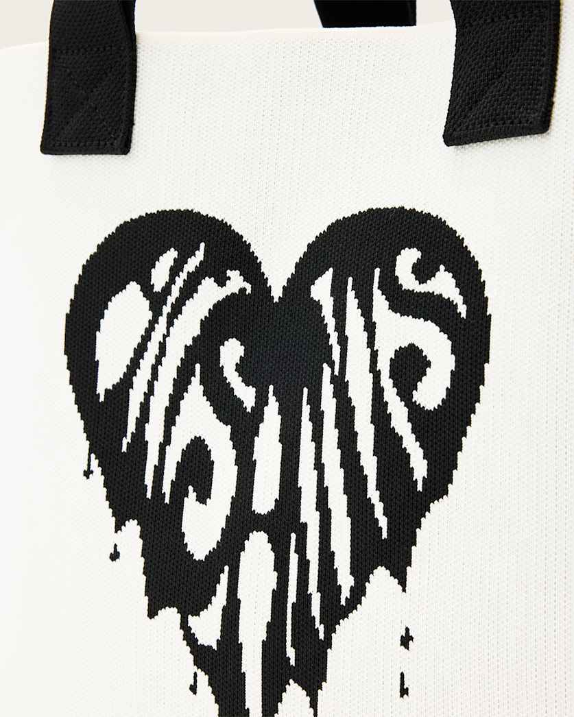 AllSaints Izzy Heart Large Knitted Tote Bag Women's White Women's