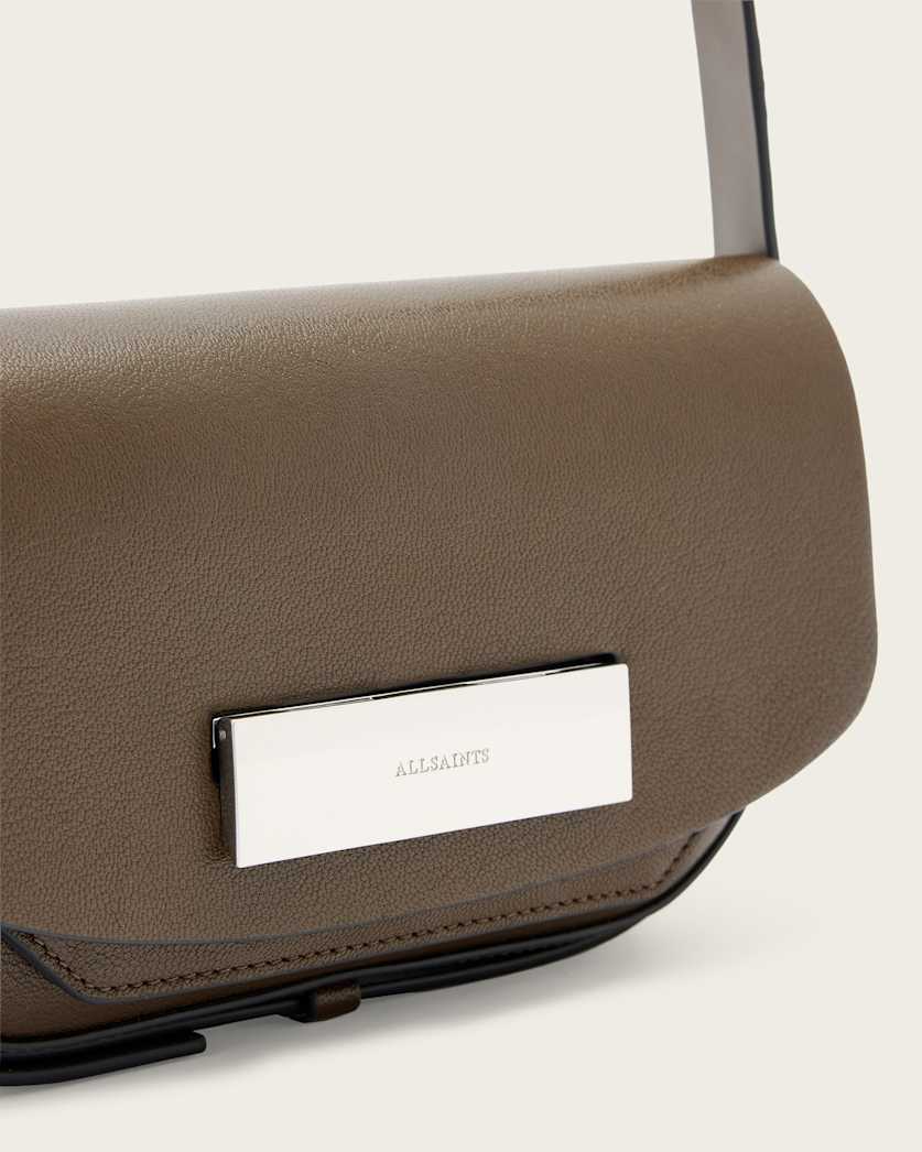 AllSaints Etta Leather Satchel Crossbody Bag Women's Fango Brown Women's