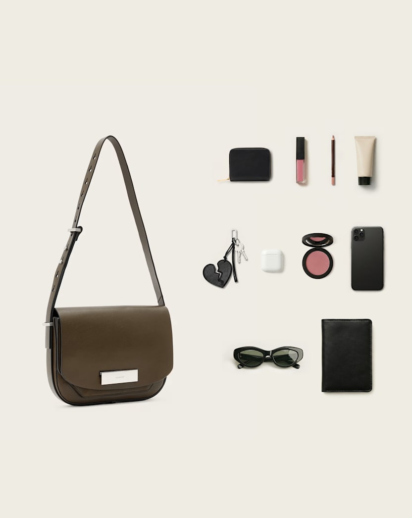 AllSaints Etta Leather Satchel Bag Women's Fango Brown Women's