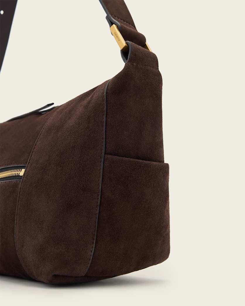 AllSaints Vega Suede Shoulder Bag Women's Bitter Brown Women's